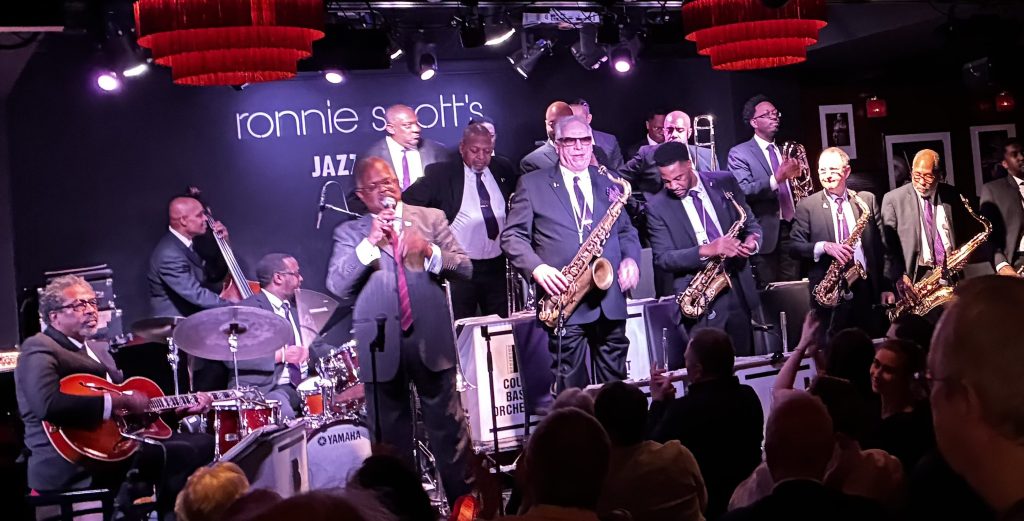 Count Basie Orchestra directed by Scotty Barnhart playing to the first house last night at Soho jazz shrine Ronnie Scott's